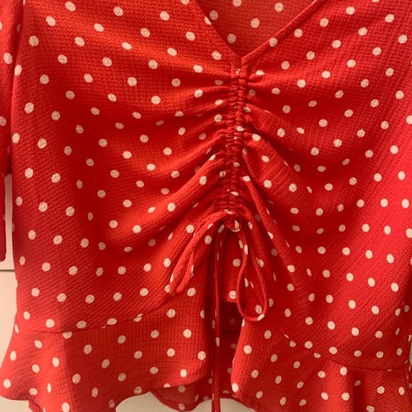Red and White Polka Dot Blouse - Picture 3 of 6